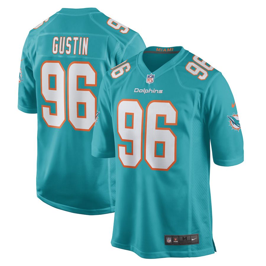 Men Miami Dolphins #96 Porter Gustin Nike Aqua Game Player NFL Jersey->miami dolphins->NFL Jersey